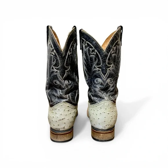 Men’s El Reparo (Texas) White Ostrich Leather Cowboy Boots Size 8 - Picture 5 of 10